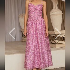 NWT Elegant Pink Floral Maxi Dress size L